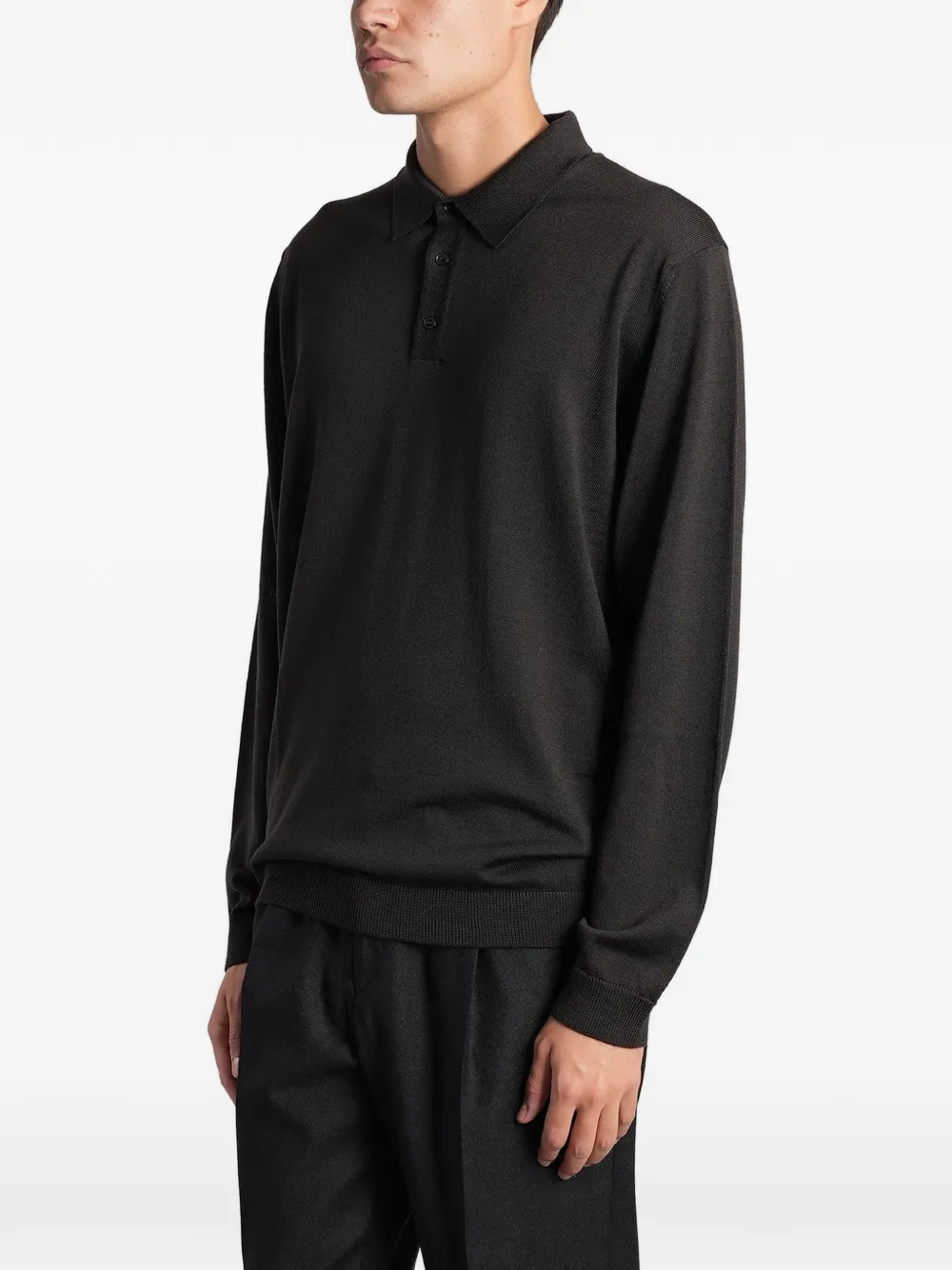 Roberto Collina Poloshirt met lange mouwen Bruin