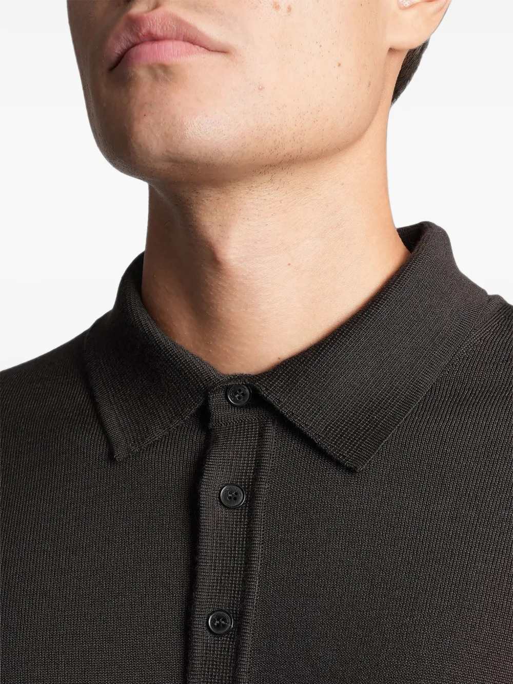 Roberto Collina Poloshirt met lange mouwen Bruin