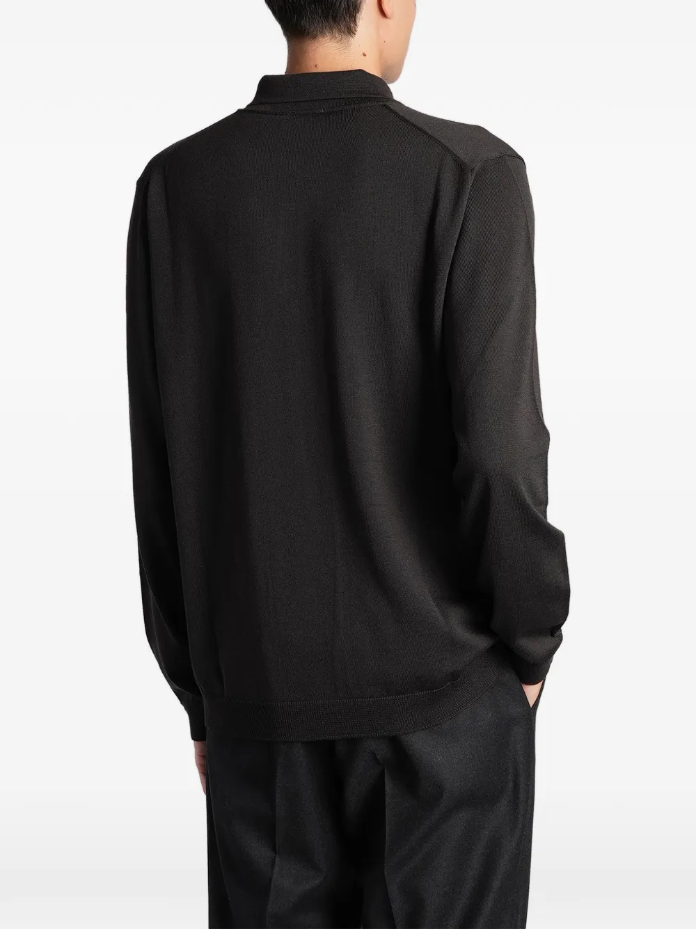 Roberto Collina Poloshirt met lange mouwen Bruin