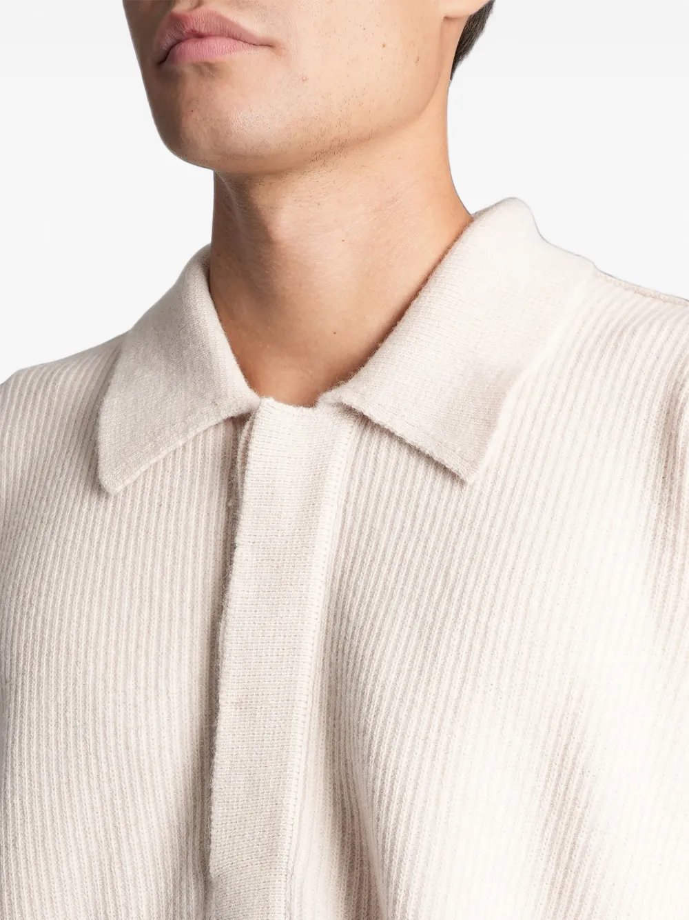 Roberto Collina Ribgebreid poloshirt Beige