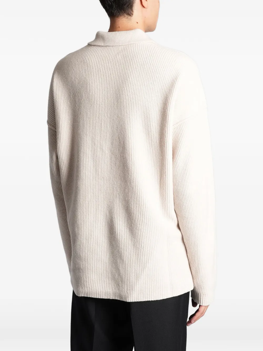 Roberto Collina Ribgebreid poloshirt Beige