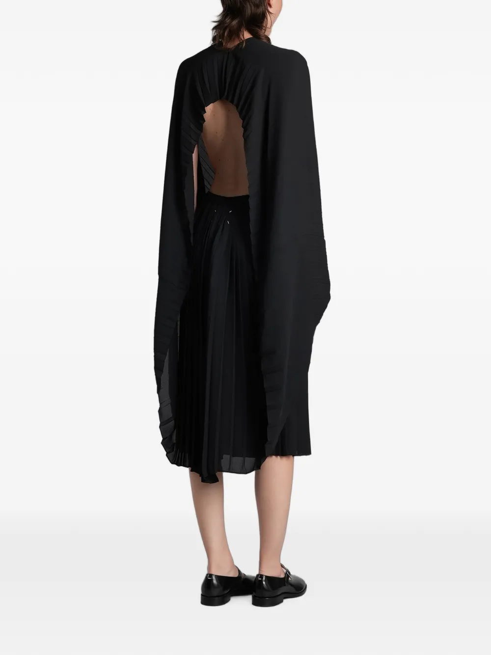 Maison Margiela pleated open-back midi dress Zwart