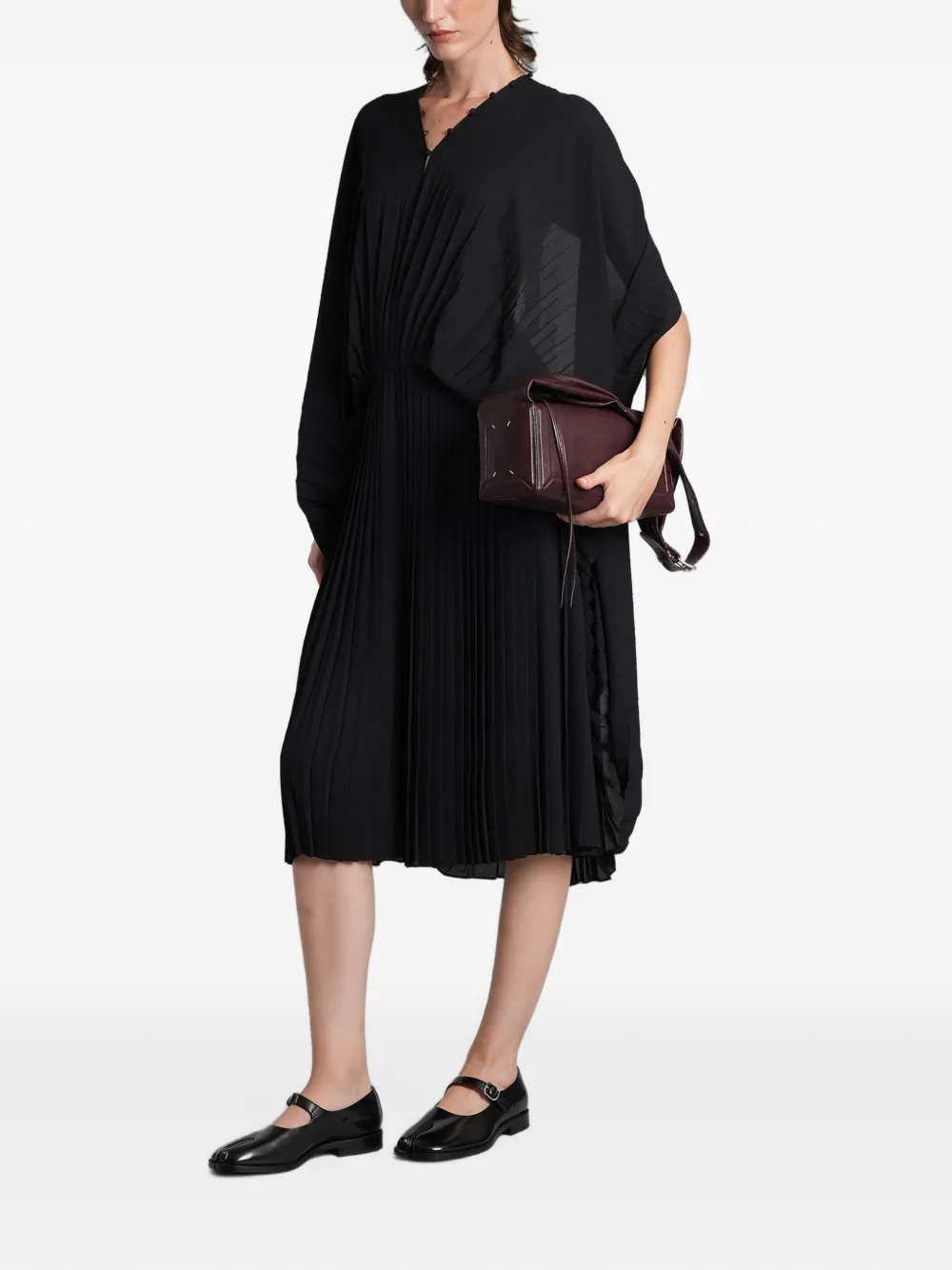 Maison Margiela pleated open-back midi dress - Nero