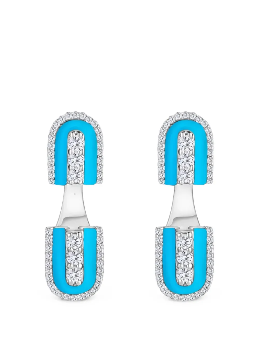 U LOS ANGELES turquoise and diamond floating earrings - Silber