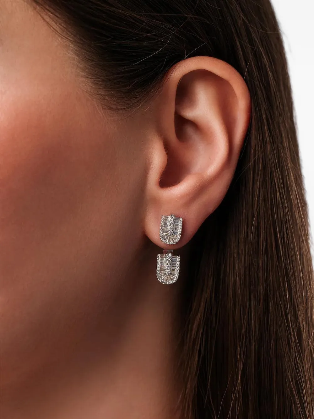 U LOS ANGELES diamond floating earrings - Silber