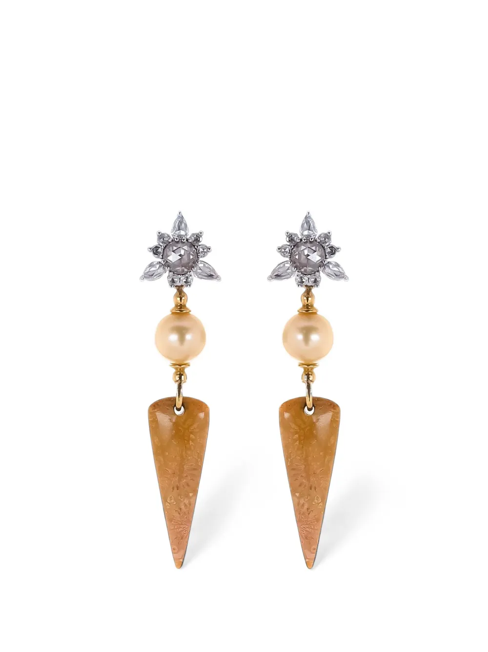 Parulina diamond and pearl detachable earrings - Silber