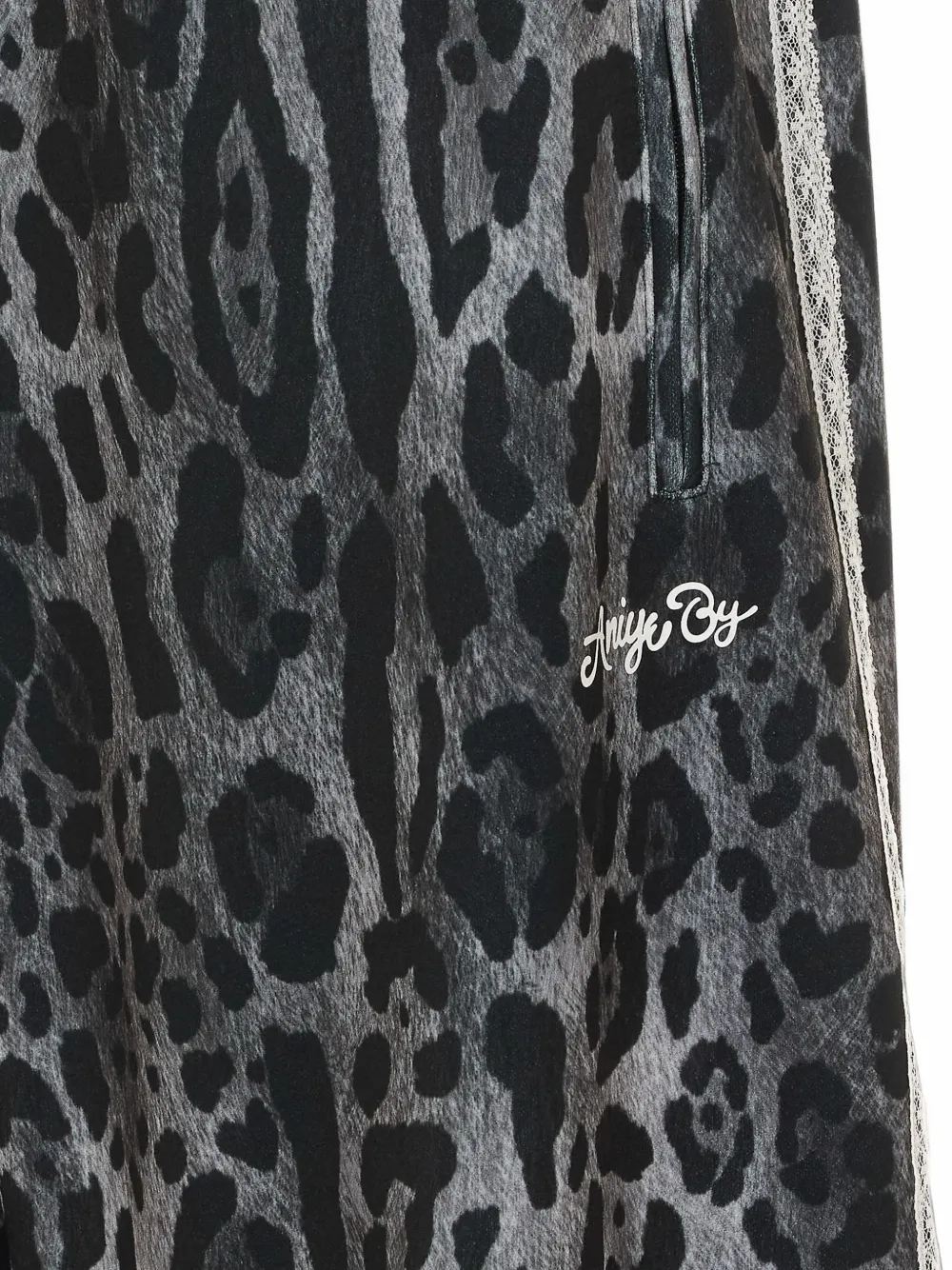 Aniye By Jodie trainingsbroek met luipaardprint en kanten afwerking Grijs