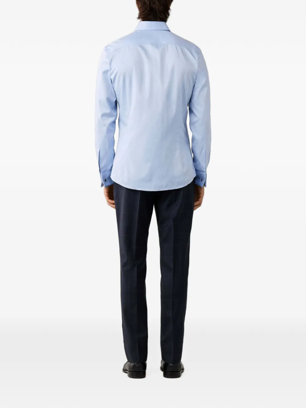 Hackett London Overhemd met visgraatpatroon en Knightsbridge-kraag Blauw