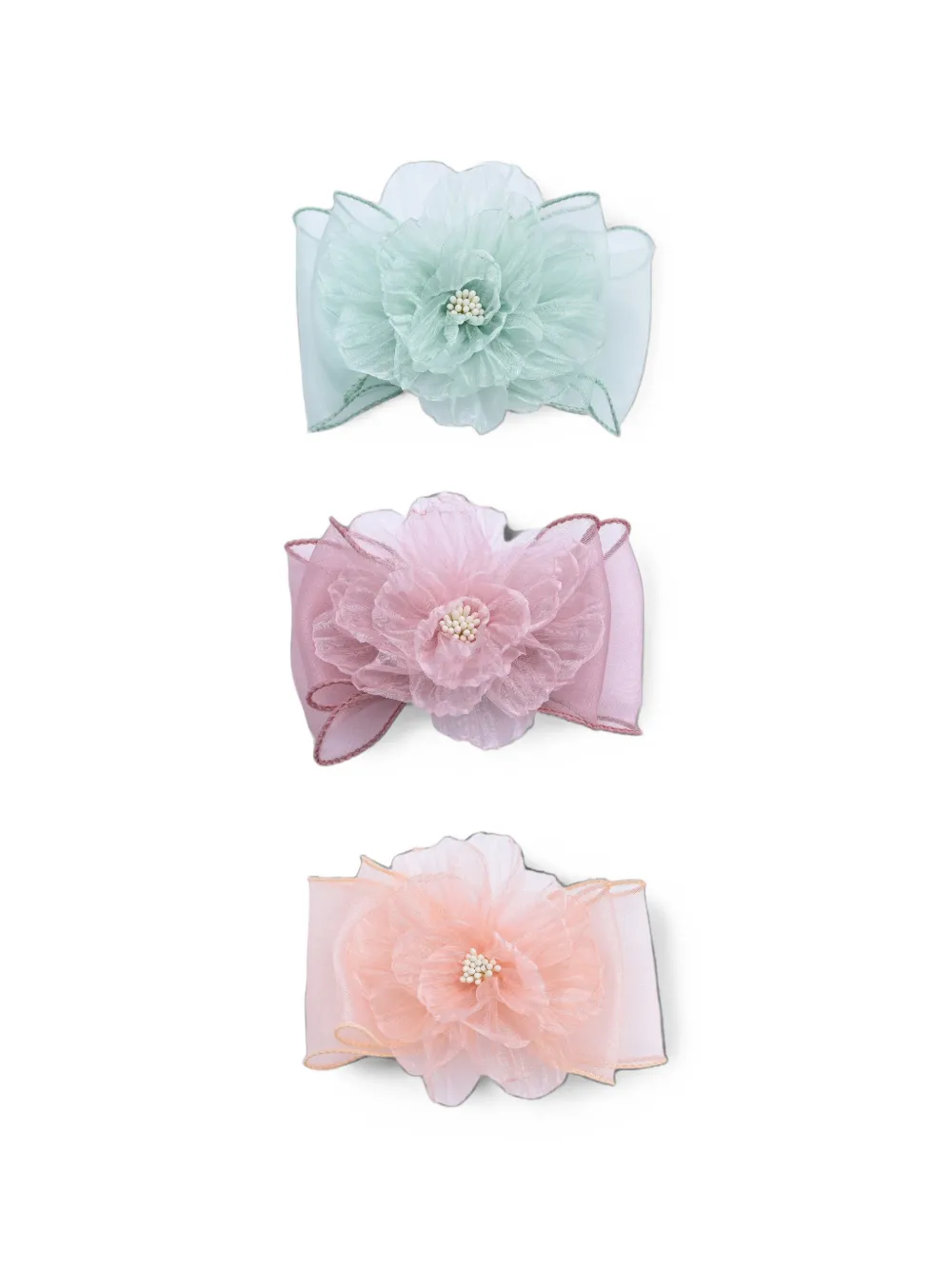 Mimi Tutu flower-detail hair clips (set of three) - Neutrals