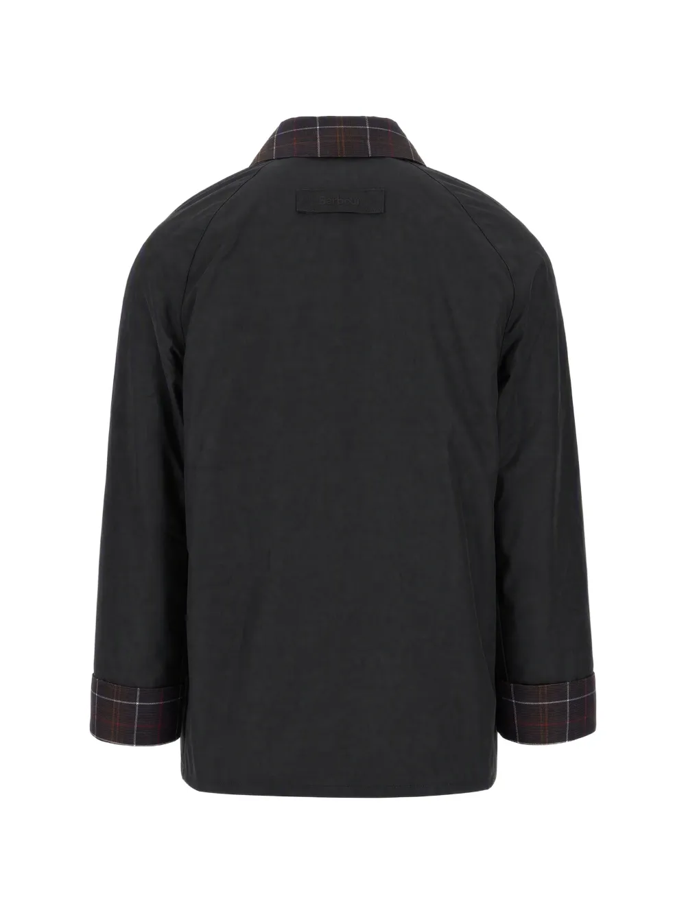 Barbour Spey jack met gewaxte katoenen en geruite afwerking Groen