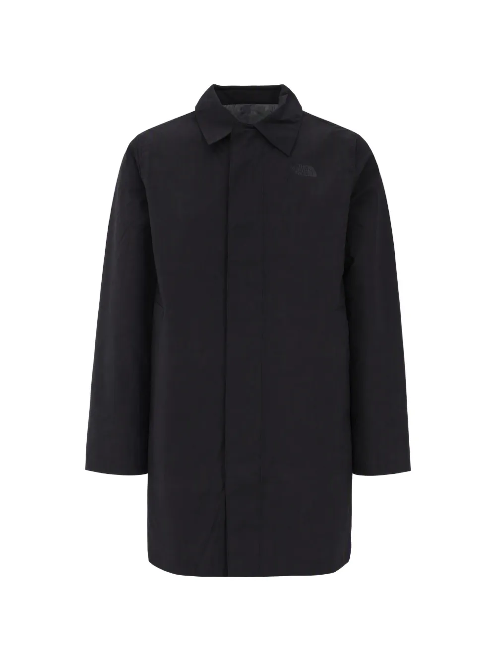 The North Face logo-embroidered concealed-fastening coat - Nero