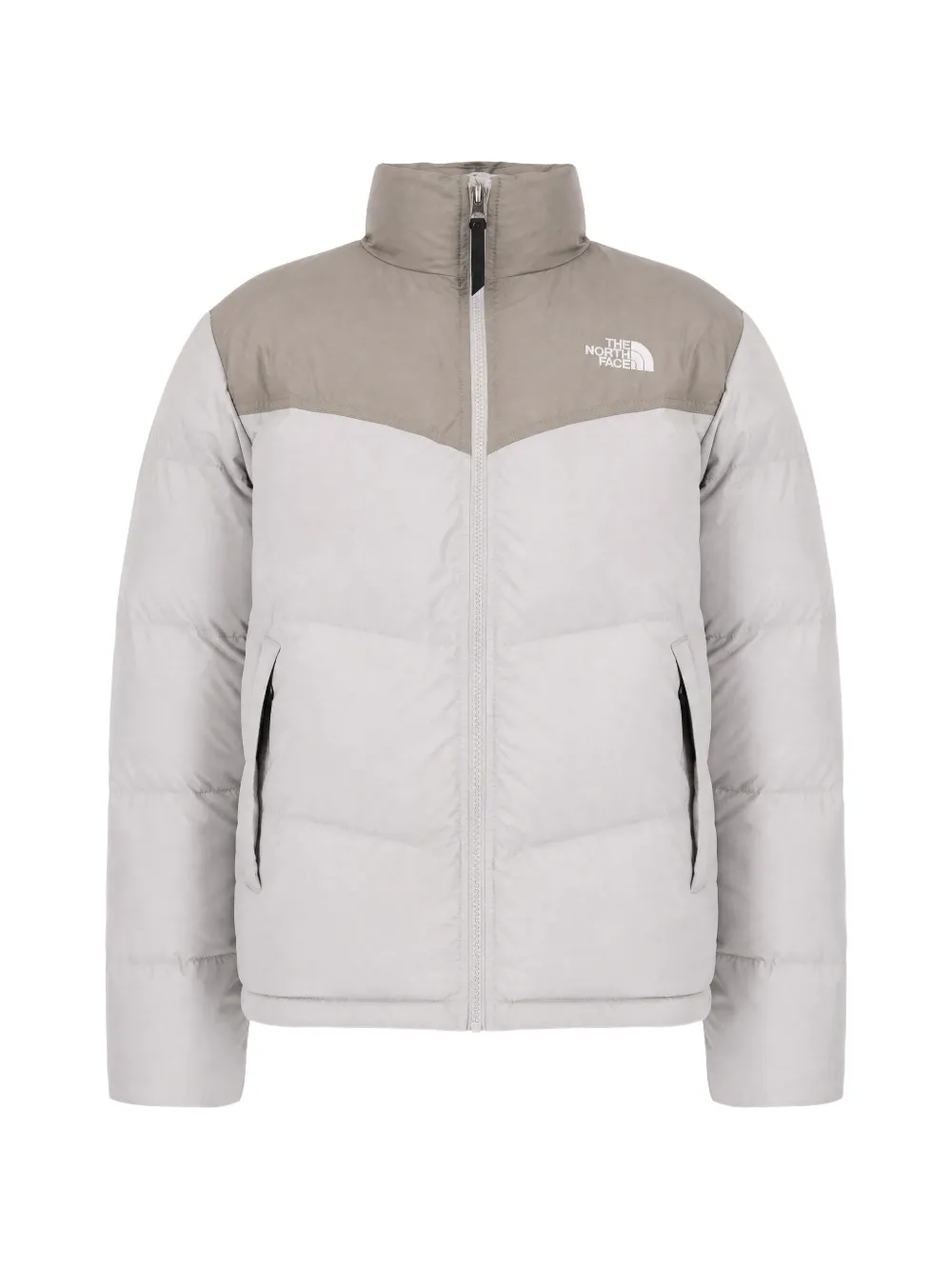 The North Face logo-embroidered quilted jacket - Grigio