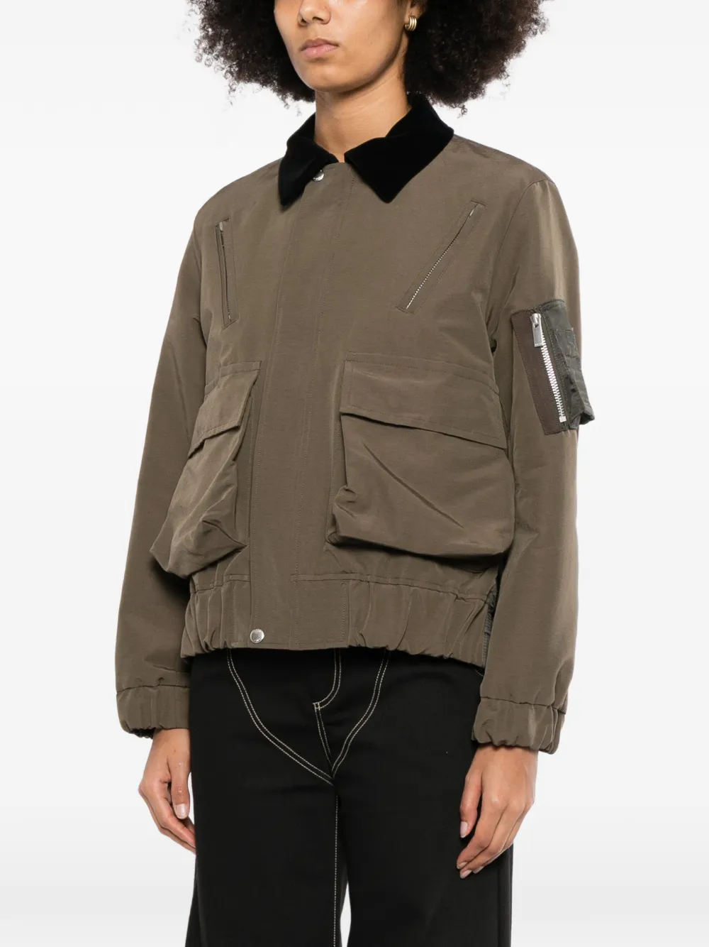 sacai Jack met fluwelen kraag en rits Bruin