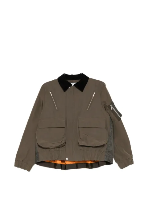 sacai chaqueta con cremallera y cuello de terciopelo