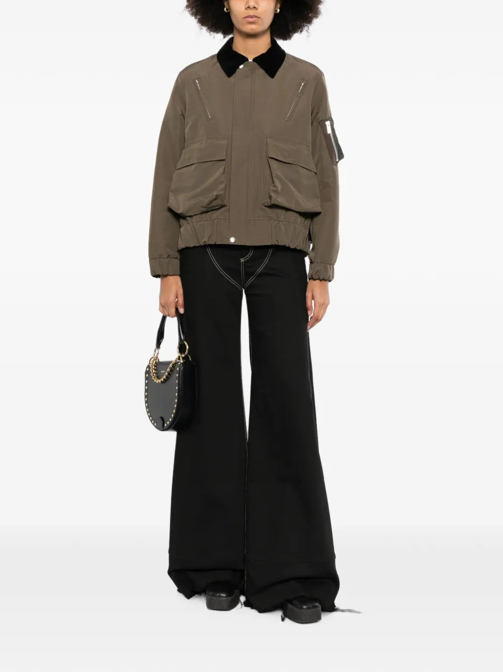 sacai Jack met fluwelen kraag en rits Bruin