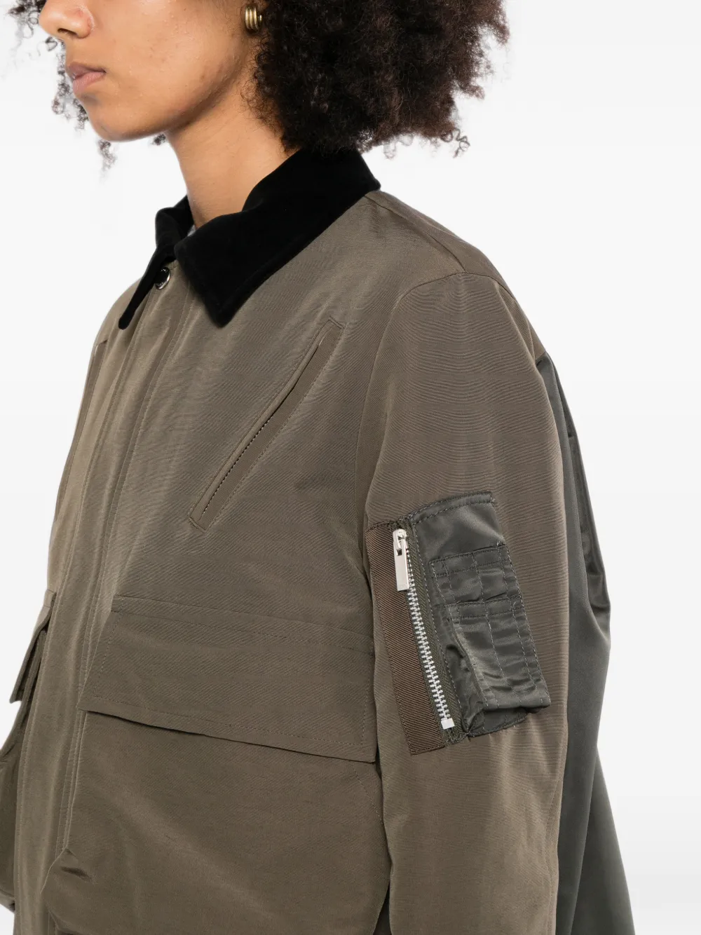 sacai Jack met fluwelen kraag en rits Bruin
