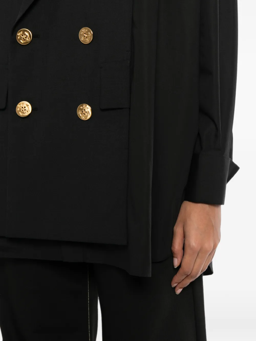 sacai double-breasted layered top Zwart