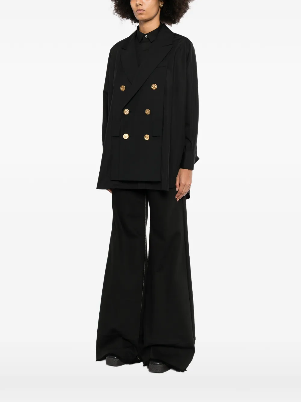 sacai double-breasted layered top Zwart