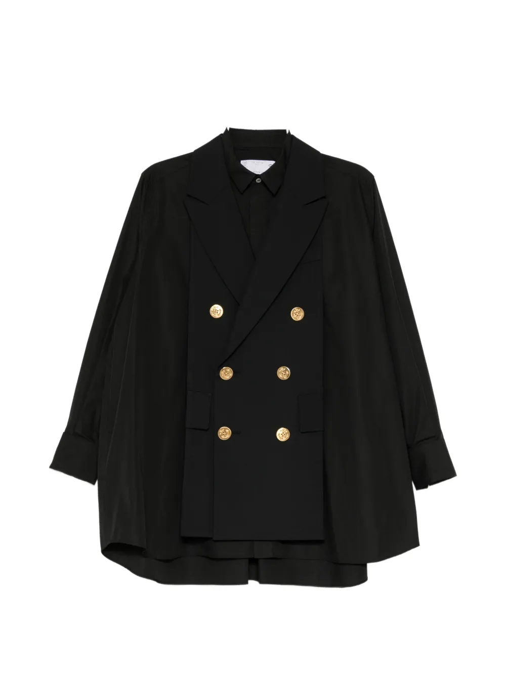 Sacai double-breasted layered top Zwart