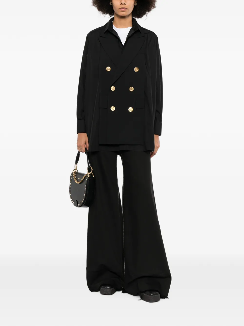 sacai double-breasted layered top Zwart