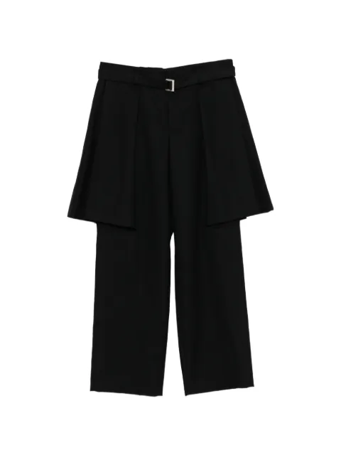 sacai layered belted trousers