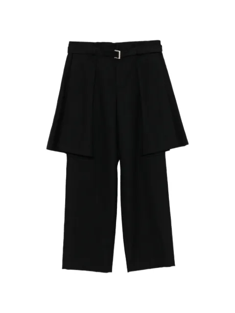 sacai layered belted trousers