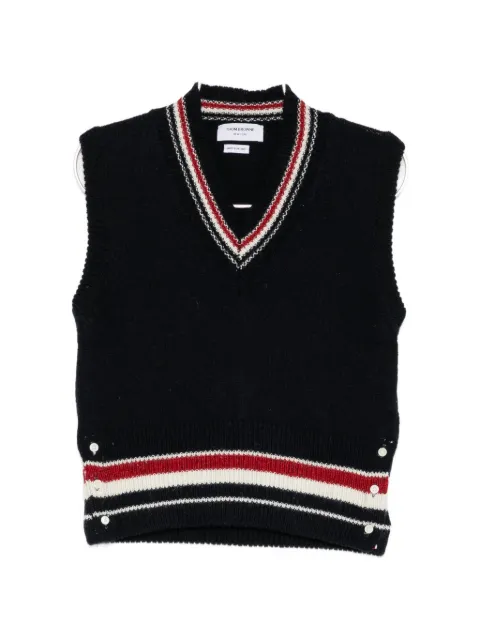 Thom Browne stripe-detail V-neck top