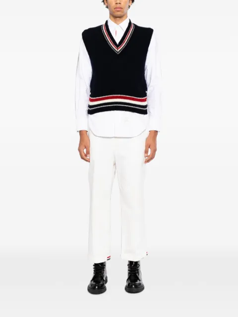 Thom Browne stripe-detail V-neck top