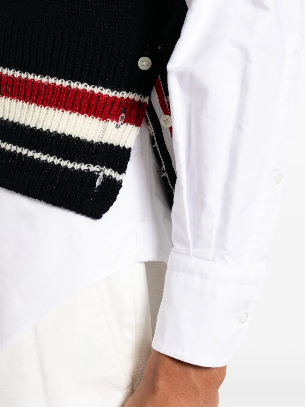 Thom Browne Top met V-hals en streepdetail Blauw
