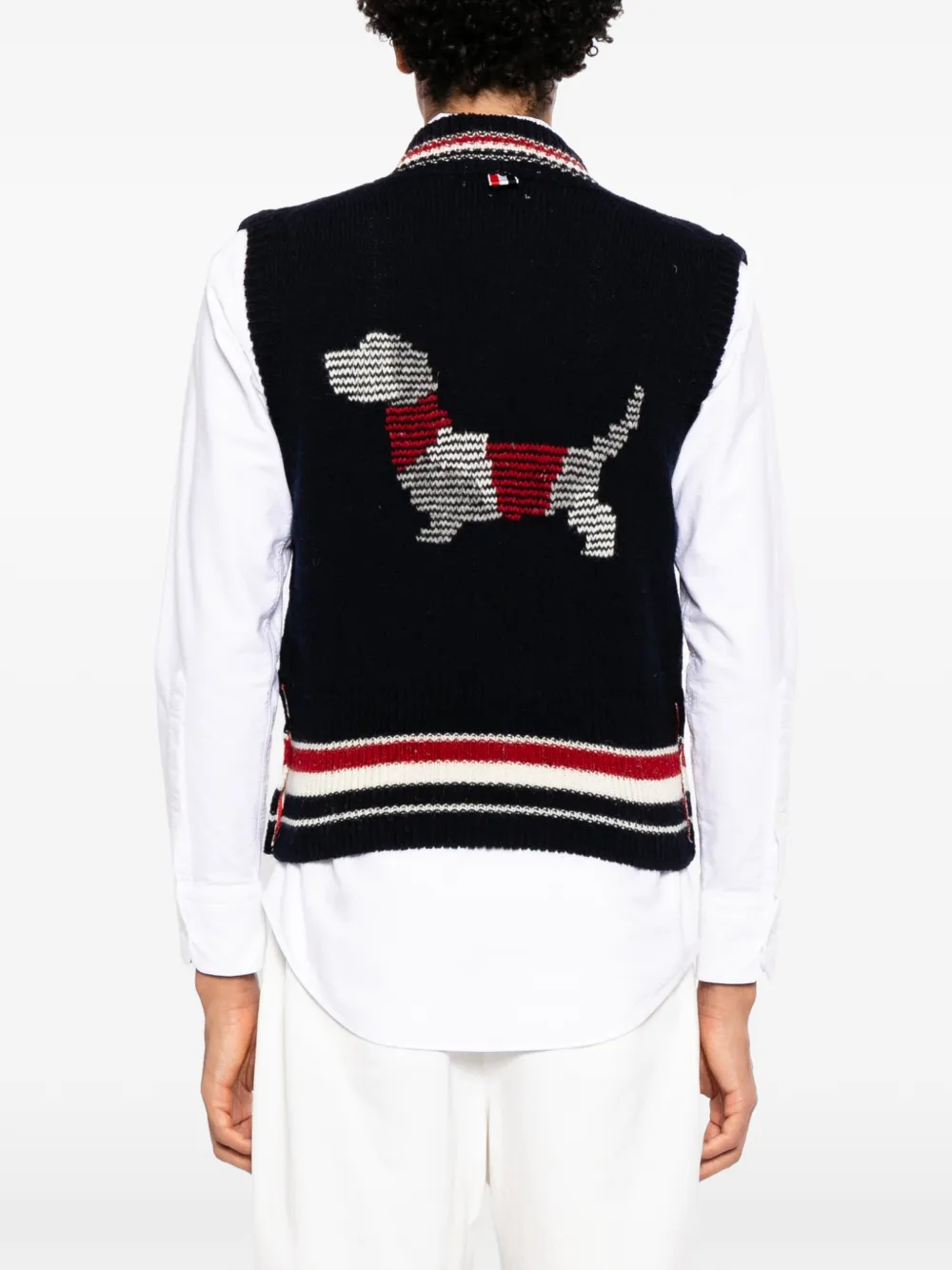 Thom Browne Top met V-hals en streepdetail Blauw