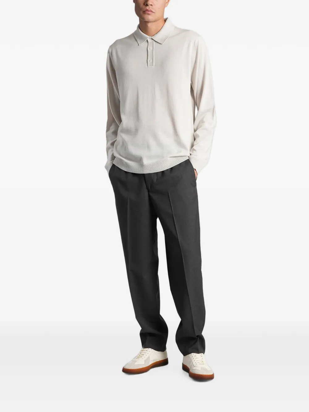 Roberto Collina Poloshirt met lange mouwen Grijs