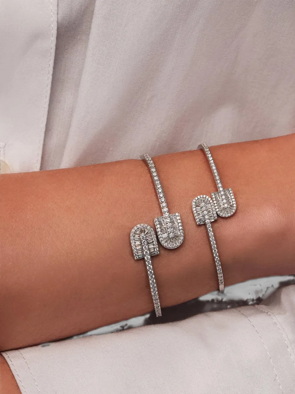 U LOS ANGELES U Duo diamond bangle - Silber