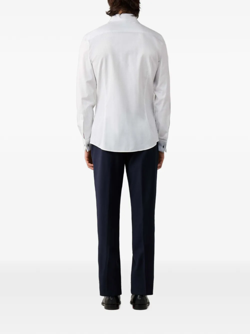 Hackett London Katoenen overhemd met visgraatpatroon Wit