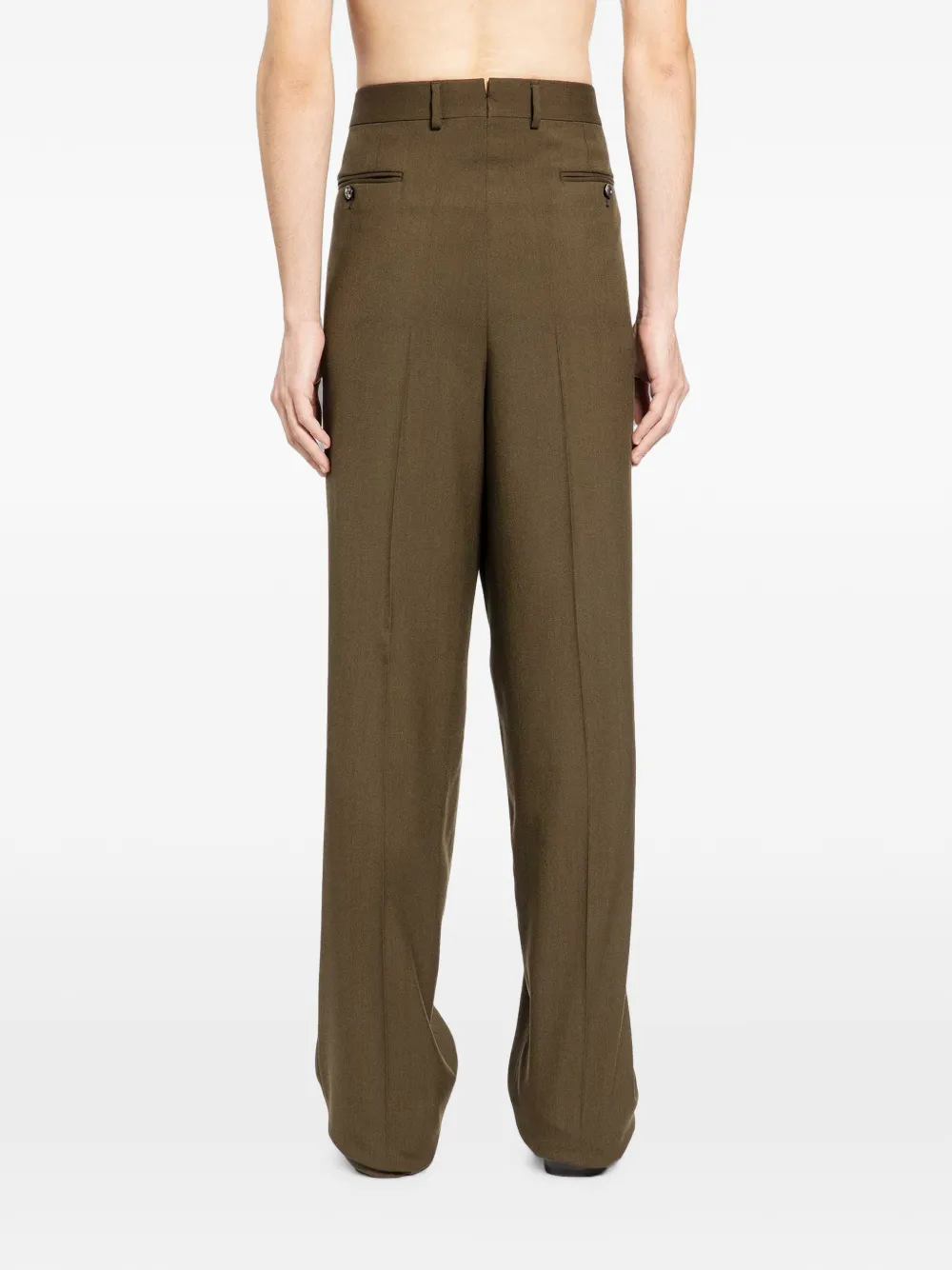 TOM FORD Wollen broek met dubbele plooi Groen