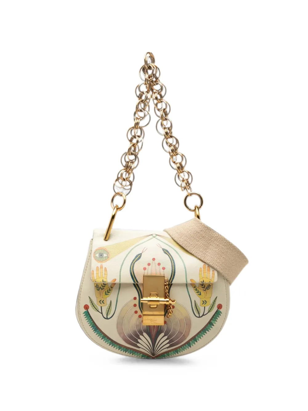 Chloé Pre-Owned 2018 Mini Printed Leather Drew Bijou satchel - Bianco