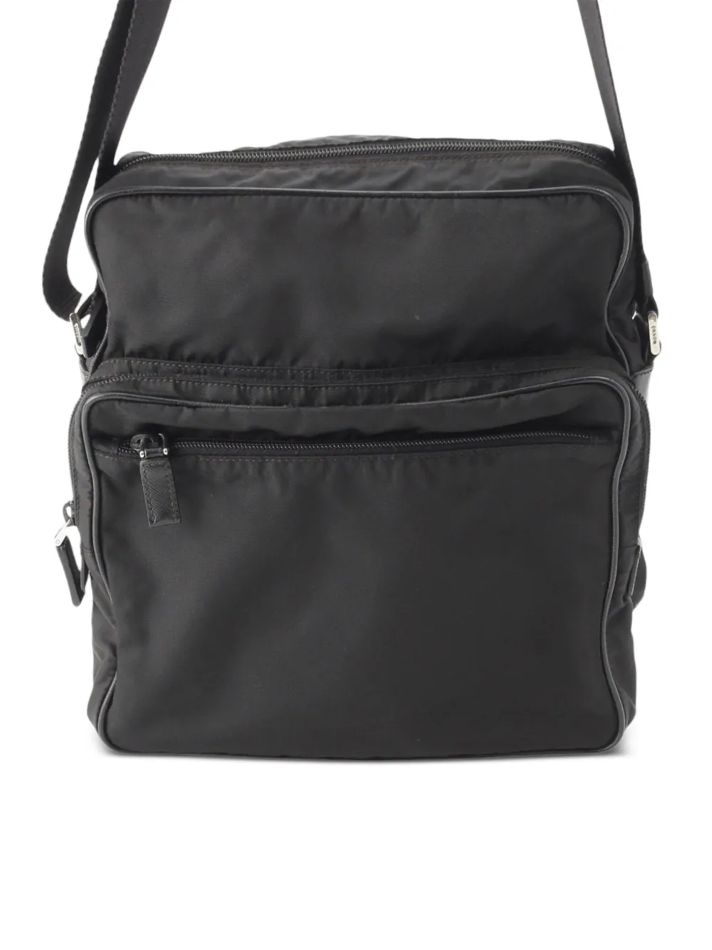 Prada Pre-Owned 2013-2026 Saffiano Trimmed Tessuto Zip Top crossbody bag - Nero