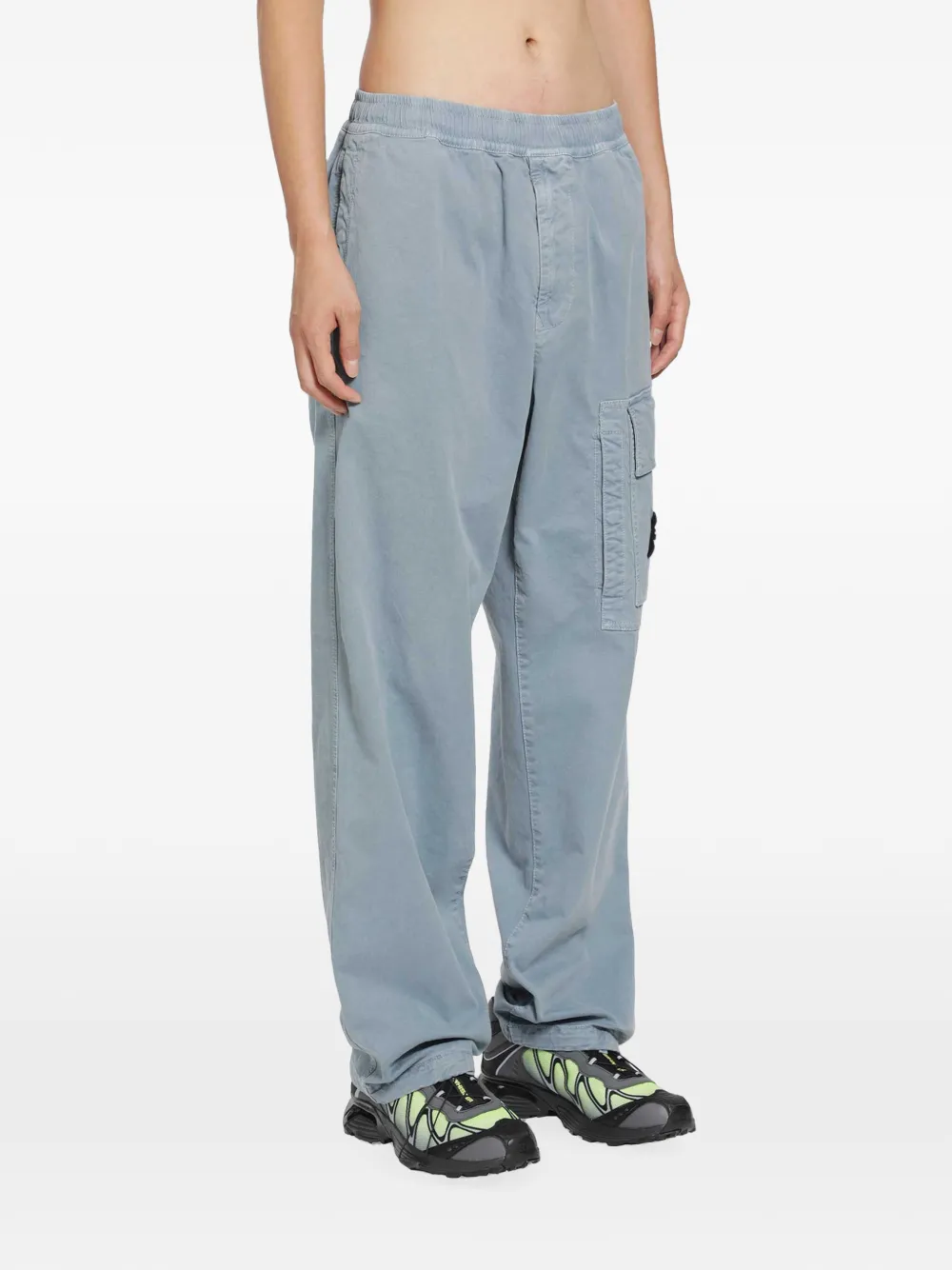 Stone Island 3100036 stretch-katoenen twill joggingbroek van biologisch katoen Blauw