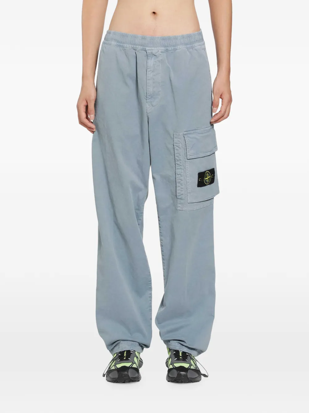 Stone Island 3100036 stretch organic broken twill cotton old effect joggers - Blu