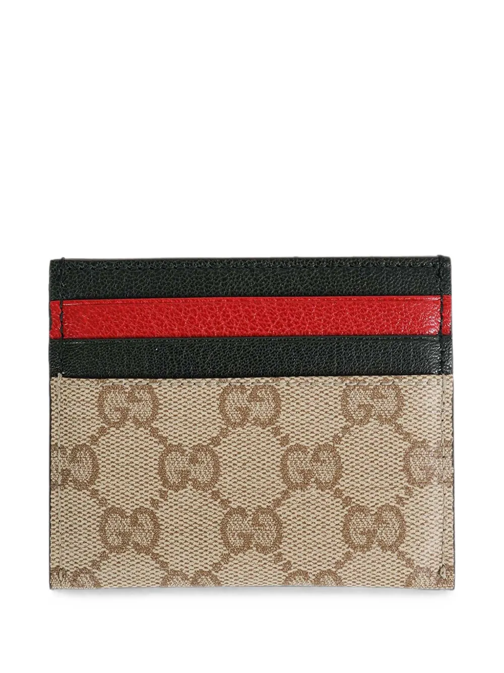 Gucci Gg Supreme Leather-trim Card Holder In Brown