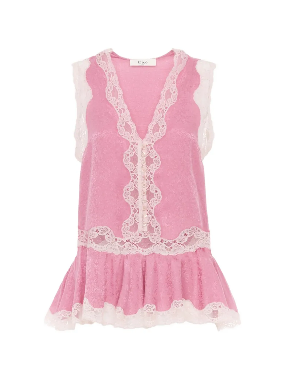 Chloé lace-trim jacquard top - Rosa