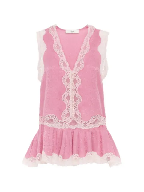 Chloé lace-trim jacquard top