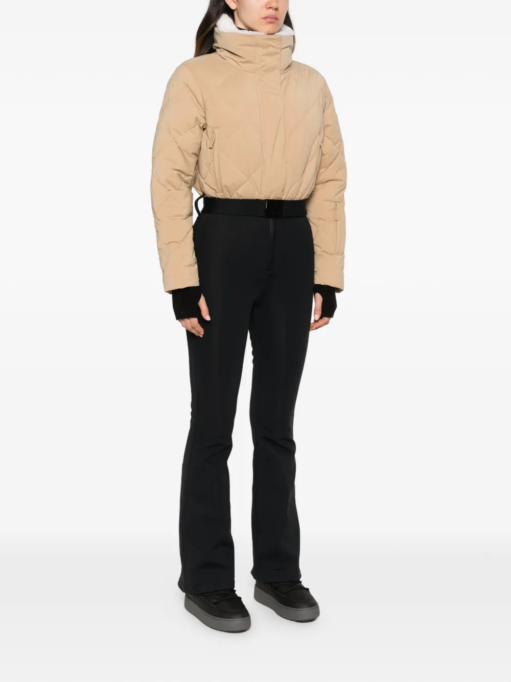 AMERL Saskia belted quilted ski suit Zwart