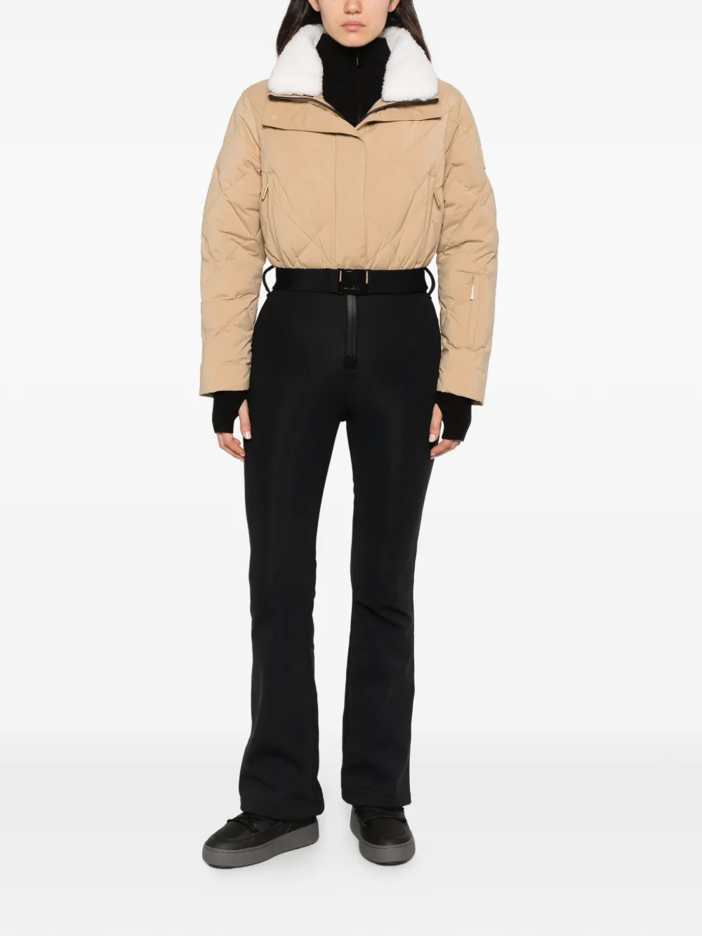 AMERL Saskia belted quilted ski suit Zwart