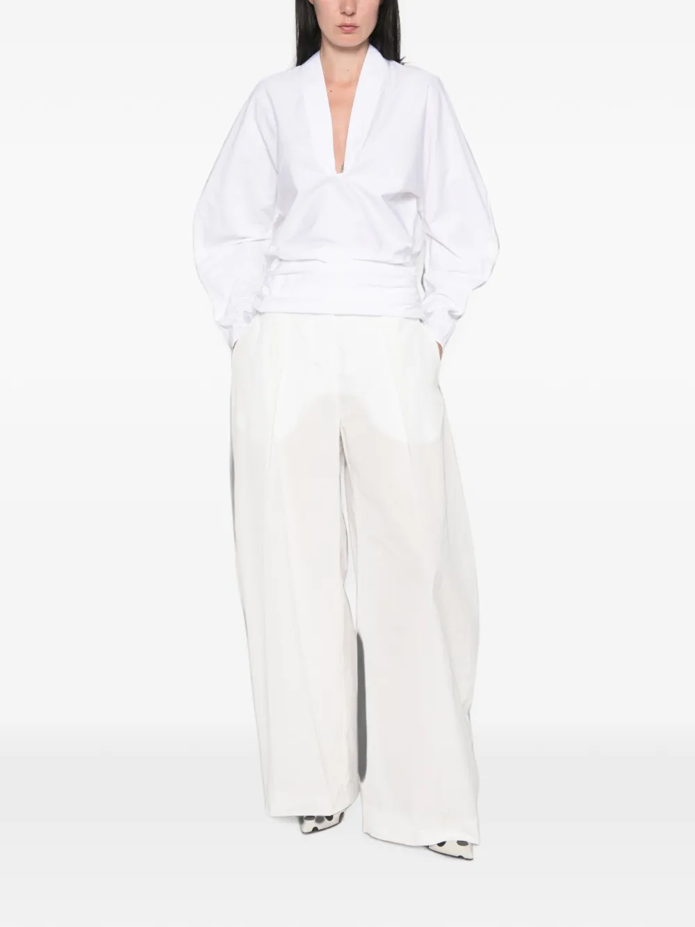 Jacquemus Ovalo broek met wijde pijpen Wit
