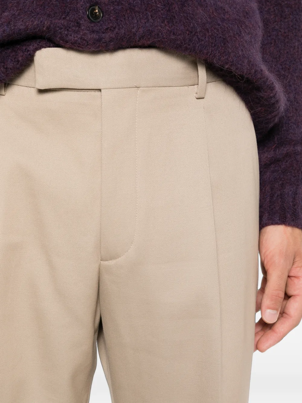 Zegna Broek van katoenblend met enkele plooi Beige