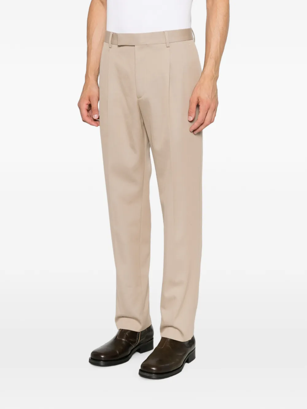 Zegna Broek van katoenblend met enkele plooi Beige