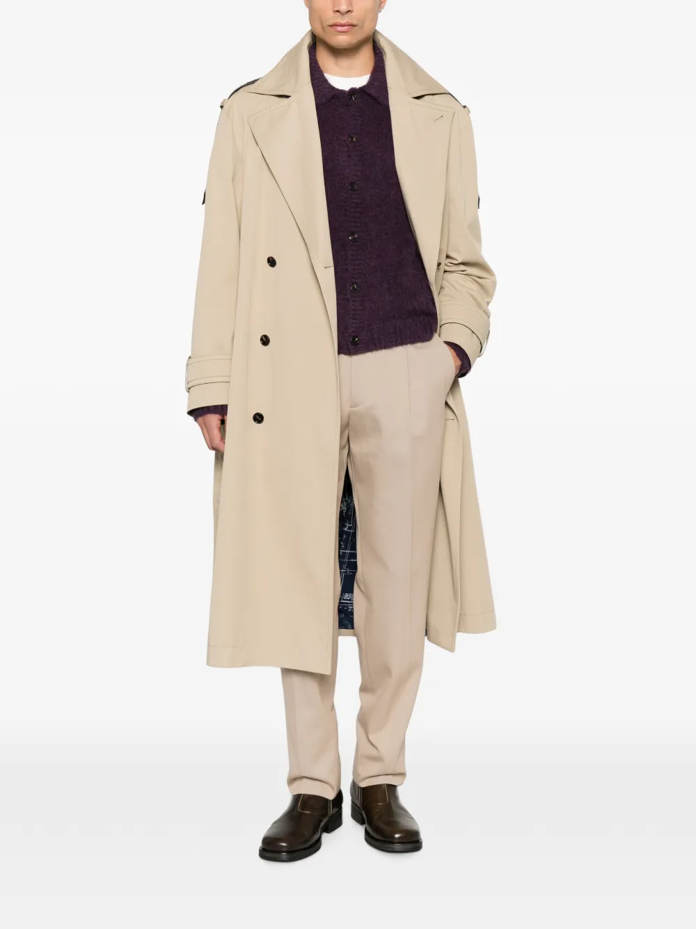Zegna Broek van katoenblend met enkele plooi Beige