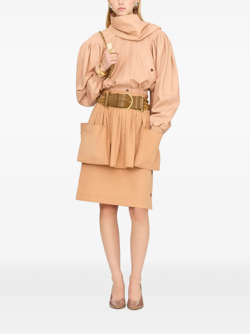 Chloé Jack met pofmouwen en sjaaldetail Beige