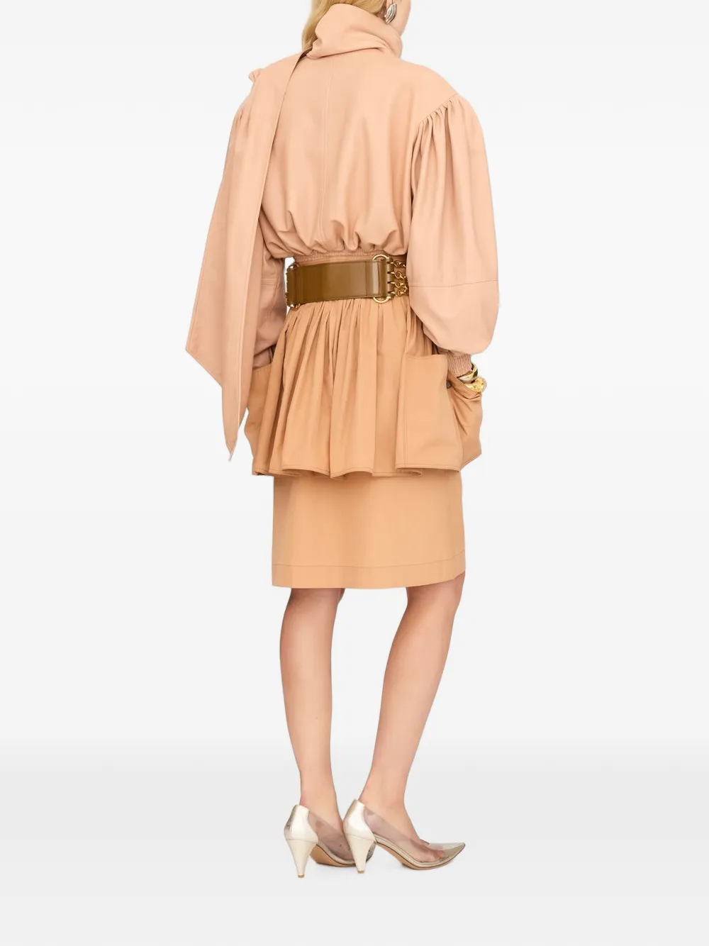 Chloé Jack met pofmouwen en sjaaldetail Beige