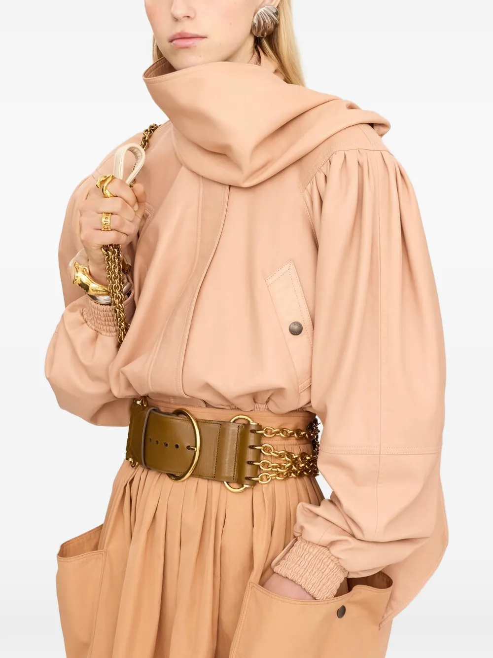 Chloé Jack met pofmouwen en sjaaldetail Beige